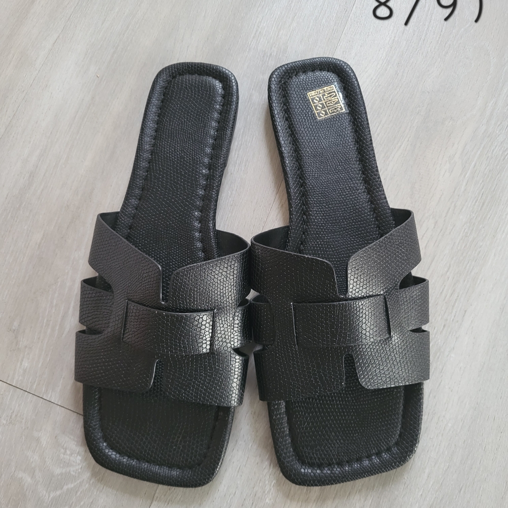 Black Slide Sandals 9